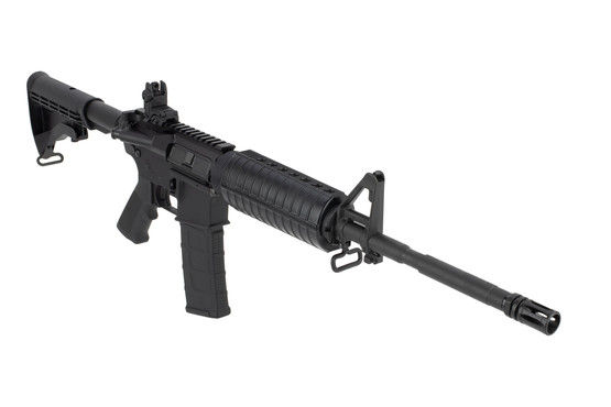 Colt M4 carbine features an A2 front sight gas block
